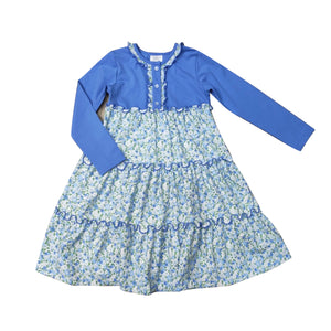 Blue Flower Tiered Dress