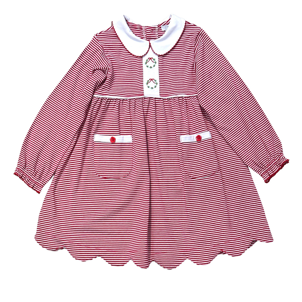 Wreath Dress- Red Stripe