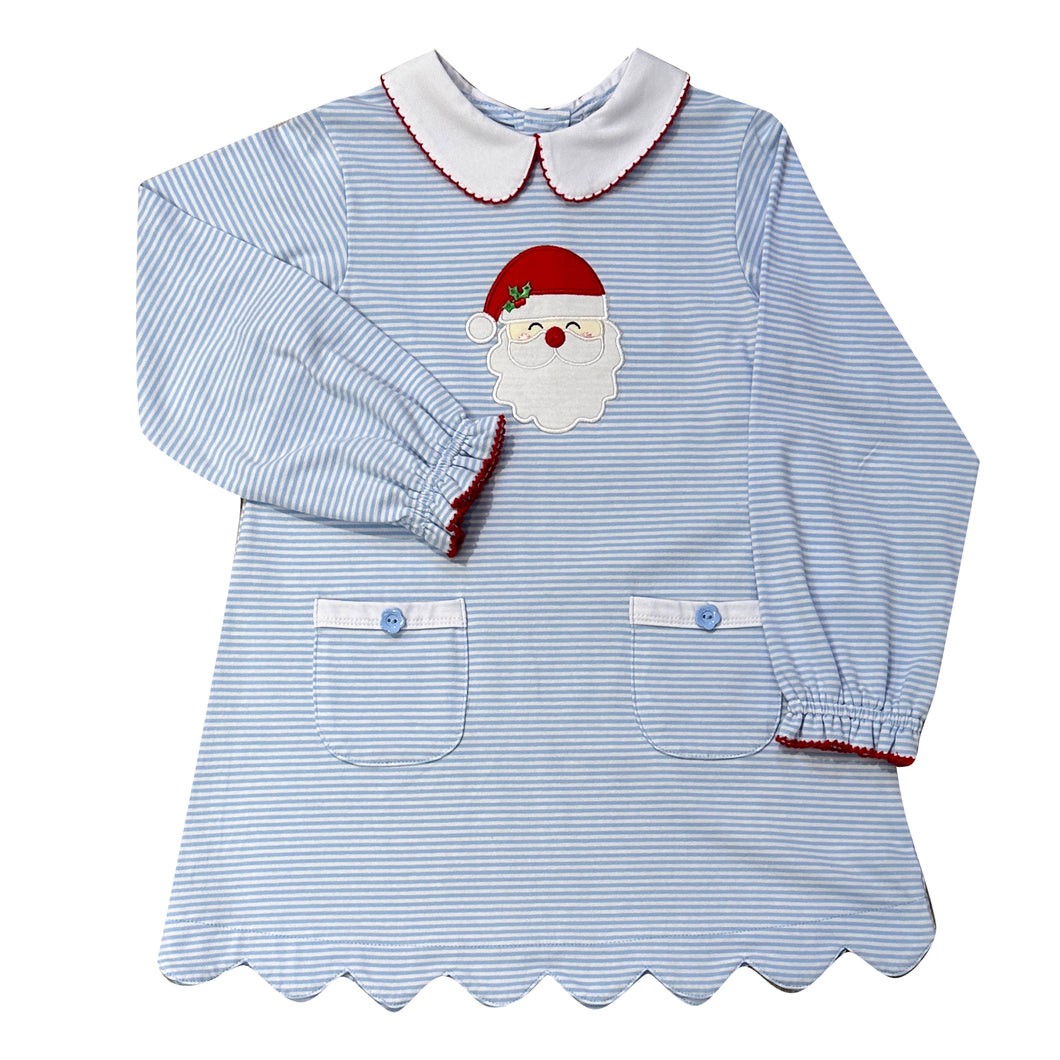 Santa Dress- Blue Stripe