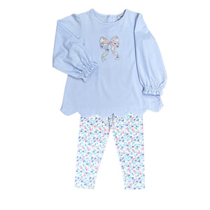 Ditsy Flower Bow Girls Legging Set