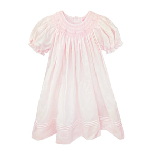Rose Smocked Dress w/ Bloomers & Bonnet- Pink