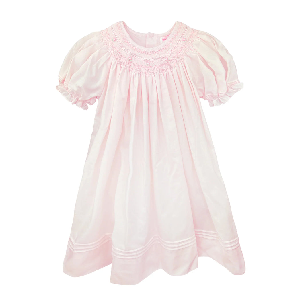 Rose Smocked Dress w/ Bloomers & Bonnet- Pink