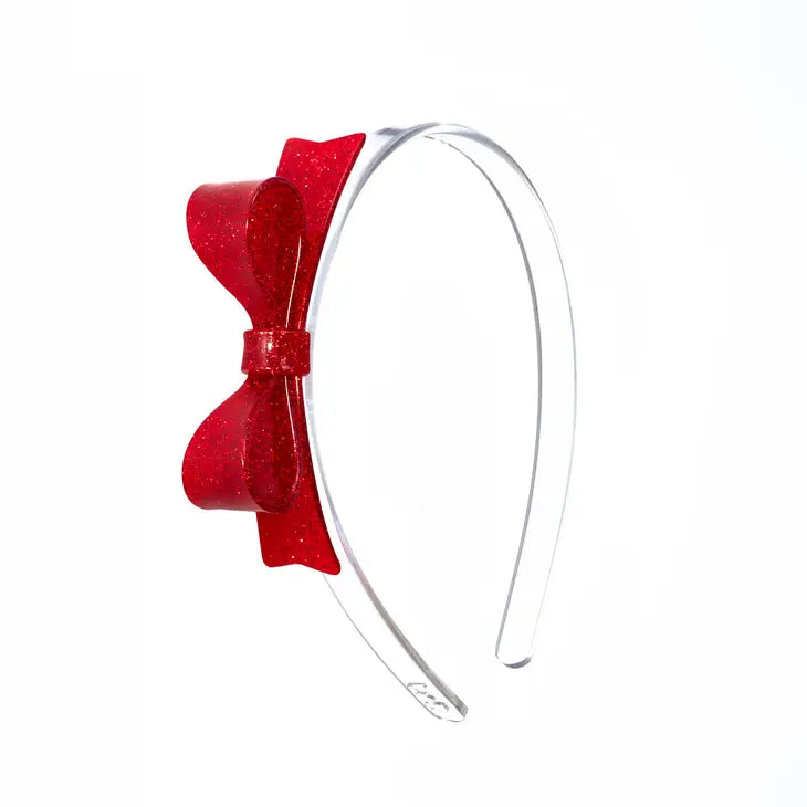 Bow Tie Red Glitter Headband