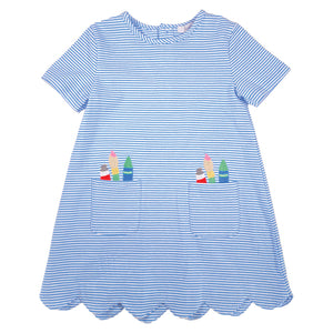Artist A-Line Dress- Blue Stripes