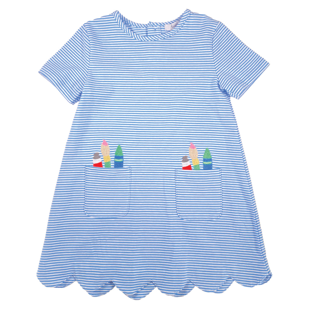 Artist A-Line Dress- Blue Stripes