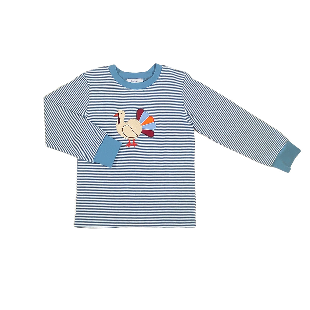 Turkey Boy's T-Shirt- Blue Stripe