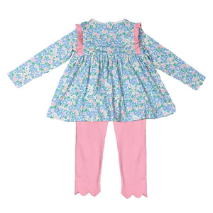 Floral Top & Pink Leggings Set