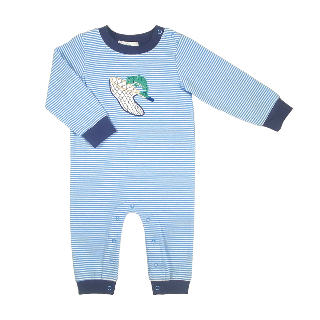 Trout Boy's Romper- Blue Stripe