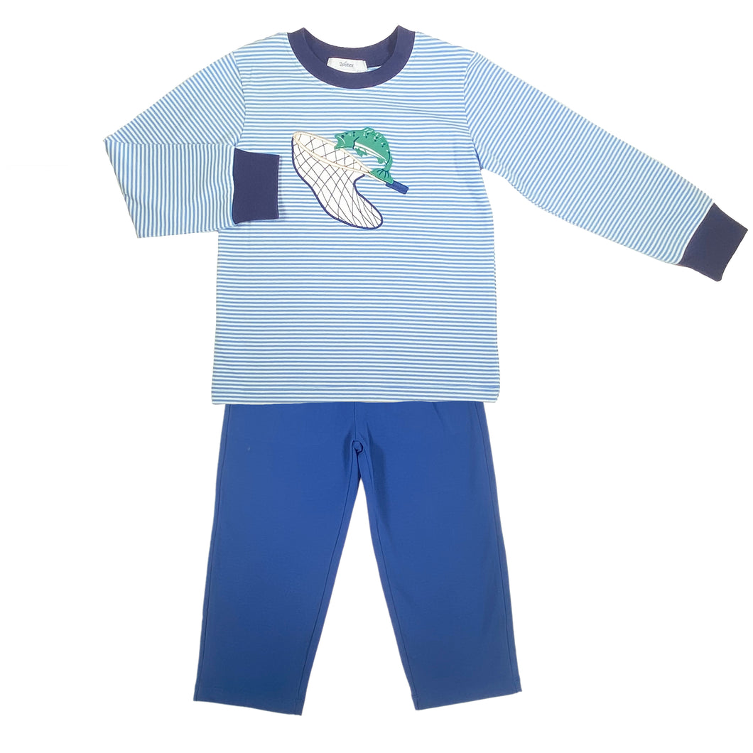Trout Boy's Top & Blue Pants Set