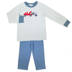 Tow Truck Boy's Top & Blue Pants Set