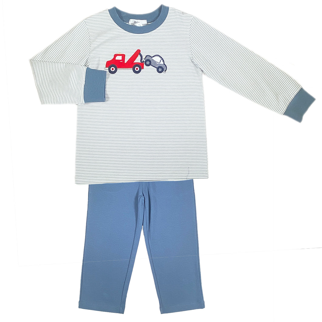 Tow Truck Boy's Top & Blue Pants Set