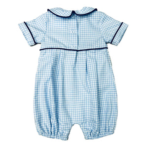 Blue Plaid Boy's Romper SS