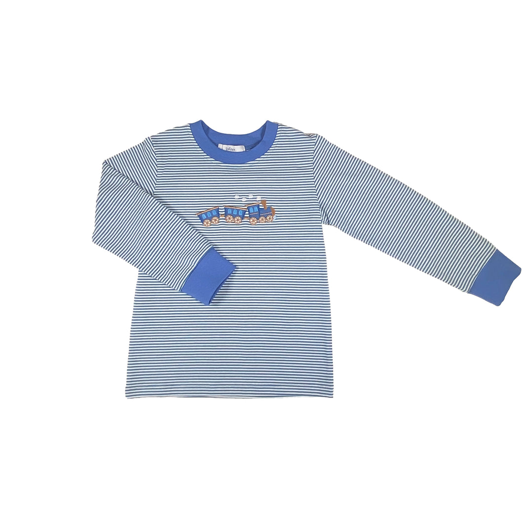 Train Boy's T-Shirt- Periwinkle Stripe