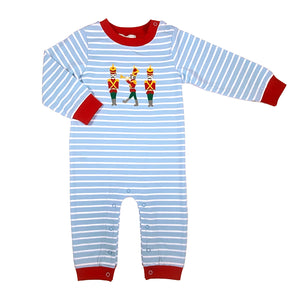 Nutcracker Boy's Romper- Blue Stripe