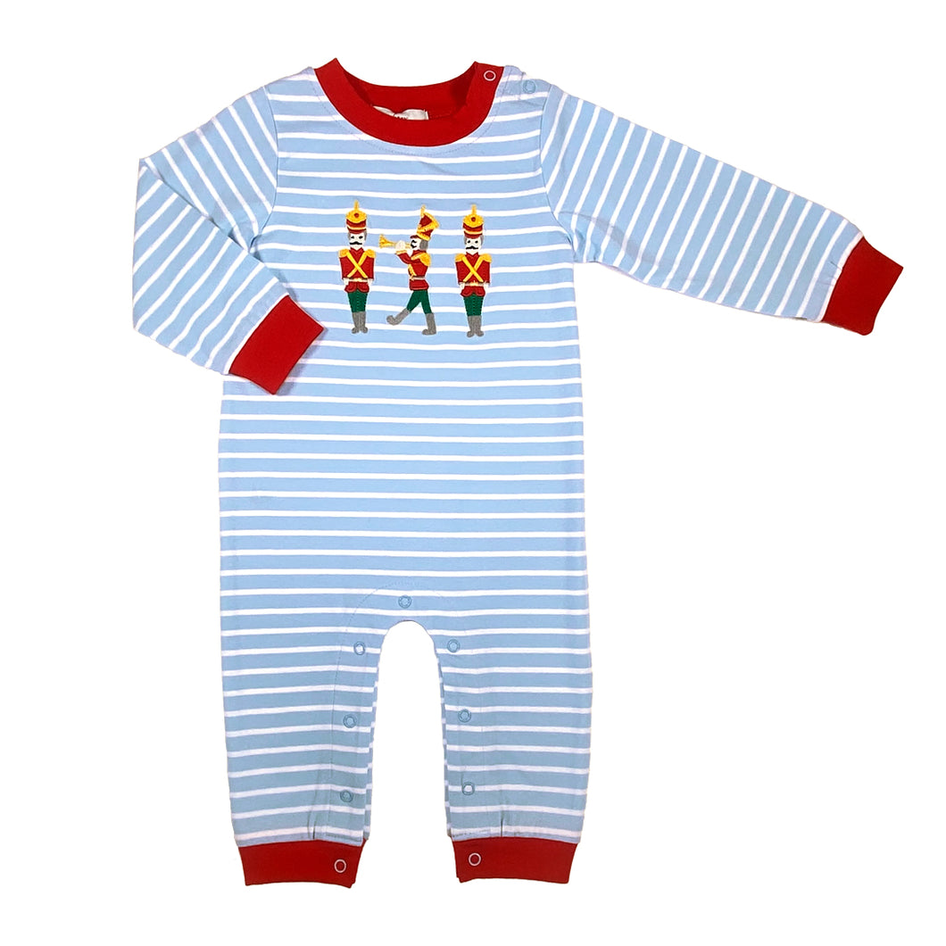 Nutcracker Boy's Romper- Blue Stripe