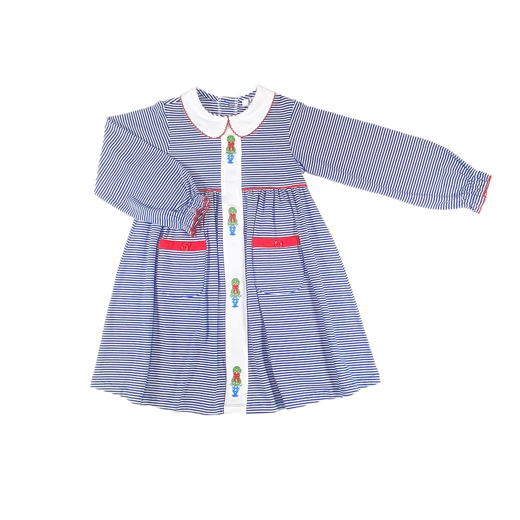 Topiary Dress- Royal Blue Stripe
