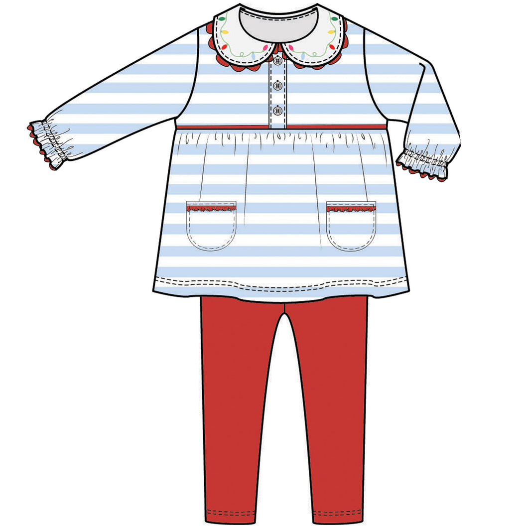 Xmas Lights Top & Red Leggings Set