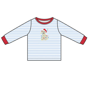 Xmas Lights Boy's T-Shirt- Blue Stripe