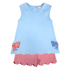 Load image into Gallery viewer, Bow Stars &amp; Stripes Girls Short Set
