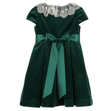 Load image into Gallery viewer, Deluxe Velvet Dress w/ Lace - Green
