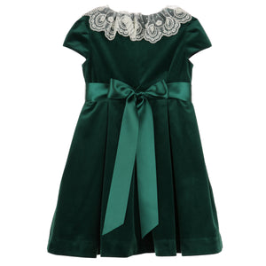 Deluxe Velvet Dress w/ Lace - Green