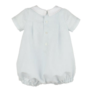 Pleated Embroidered Boy Bubble in Blue