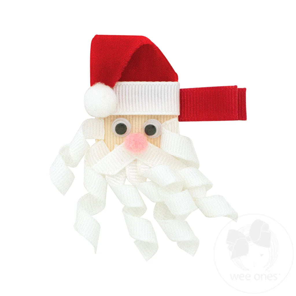 Santa Face Ribbon Hair Clip