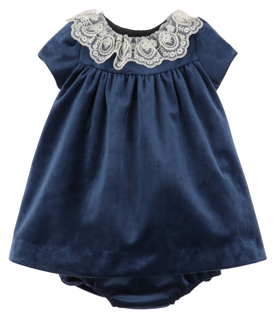 Deluxe Velvet Float Dress in Navy