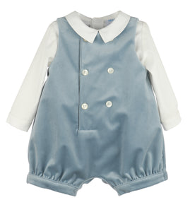 Deluxe Velvet Boy Romper- Blue