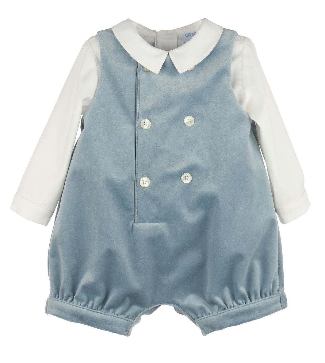 Deluxe Velvet Boy Romper- Blue