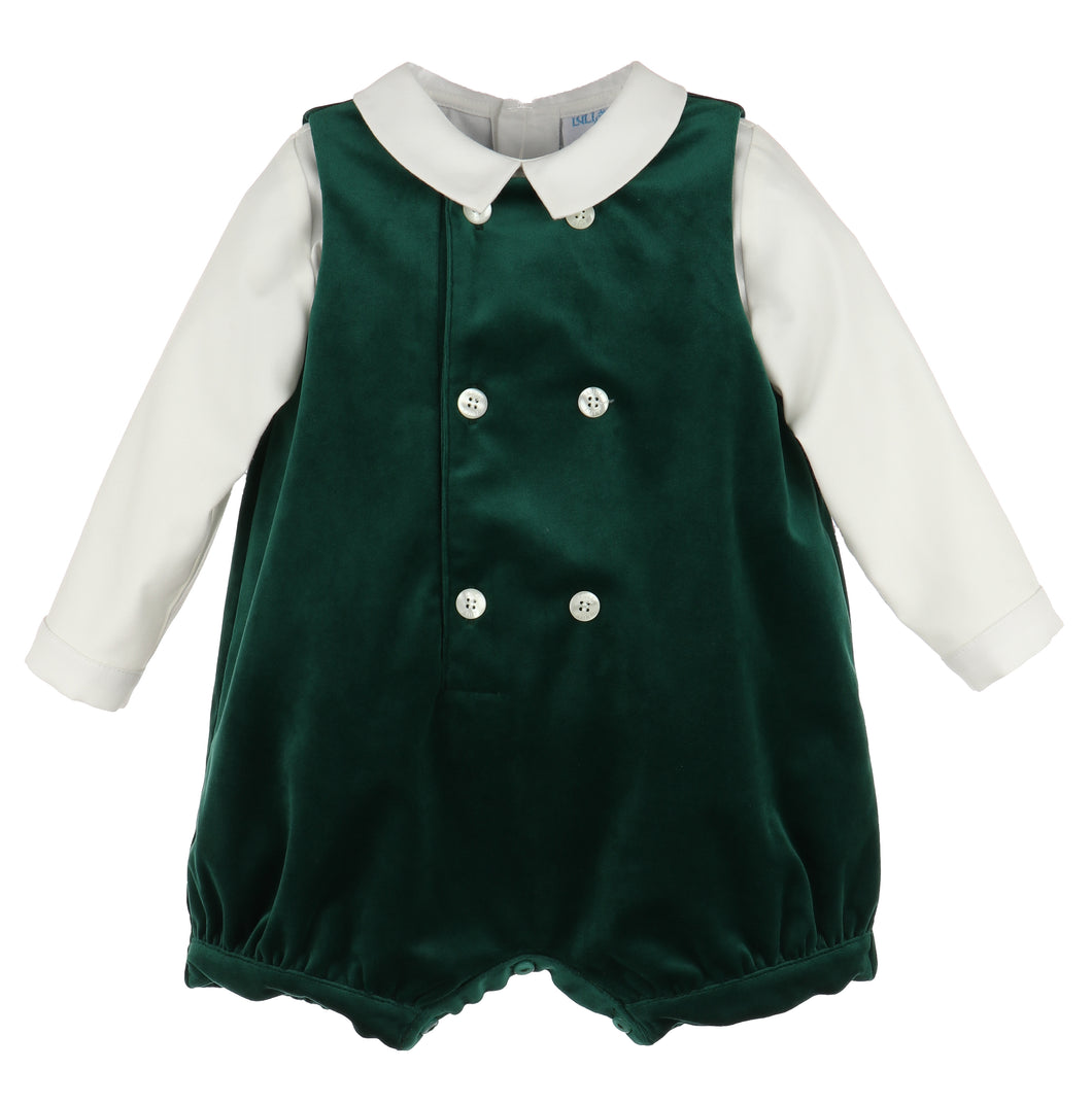 Deluxe Velvet Boy Romper- Green