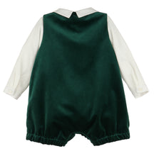 Load image into Gallery viewer, Deluxe Velvet Boy Romper- Green
