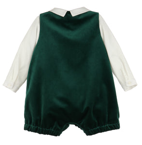 Deluxe Velvet Boy Romper- Green