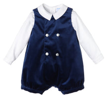 Load image into Gallery viewer, Deluxe Velvet Boy Romper- Navy
