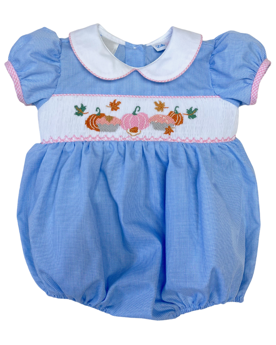 Rosie Smocked Waist Pumpkin Bubble in L. Blue Gingham