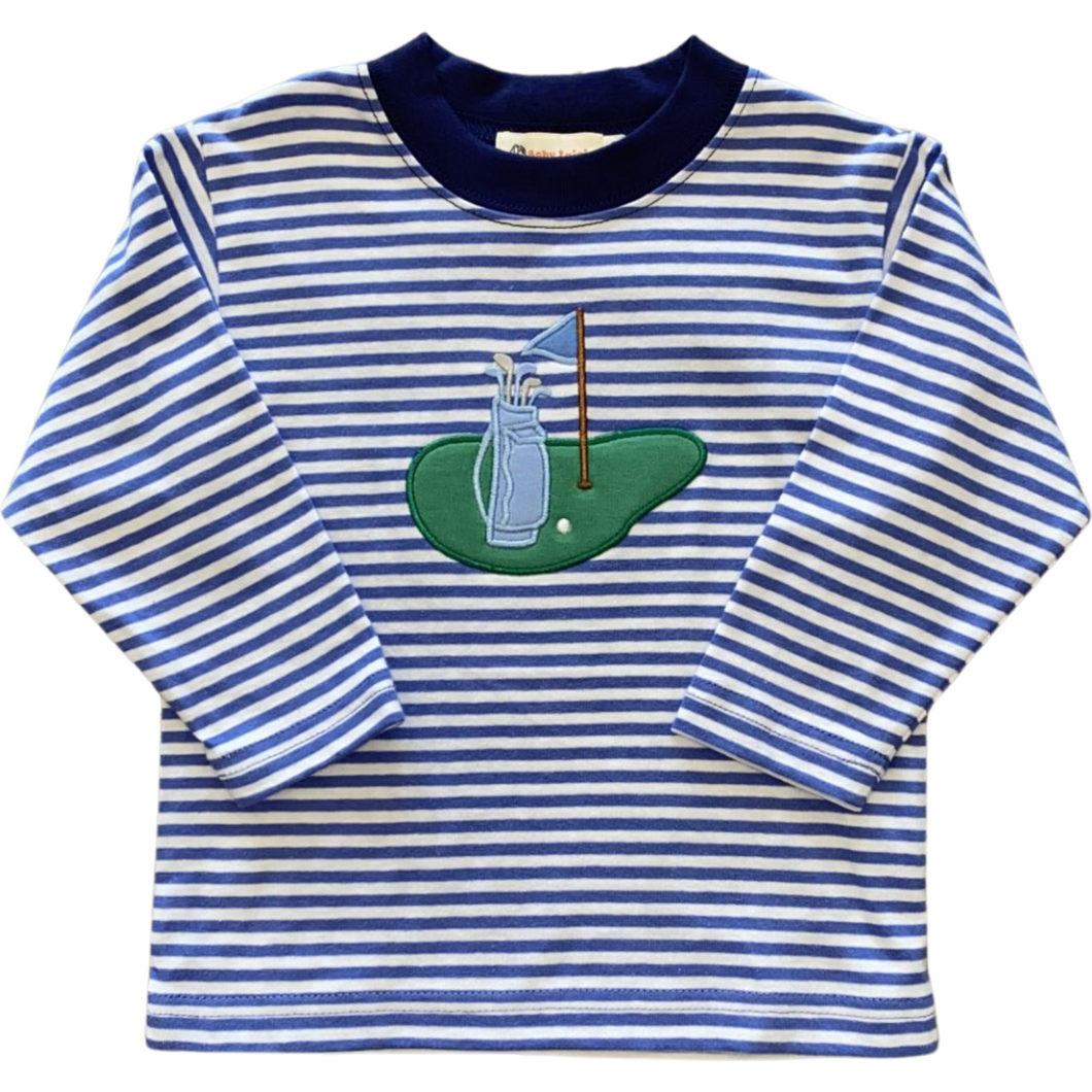 Dark Chambray Stripe Golf Applique Shirt