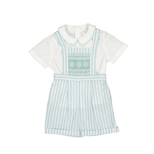 Load image into Gallery viewer, George Green Stripes Dungaree &amp; Shirt Set
