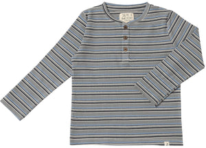 Adams Henley- Grey/Cream/Blue Stripe