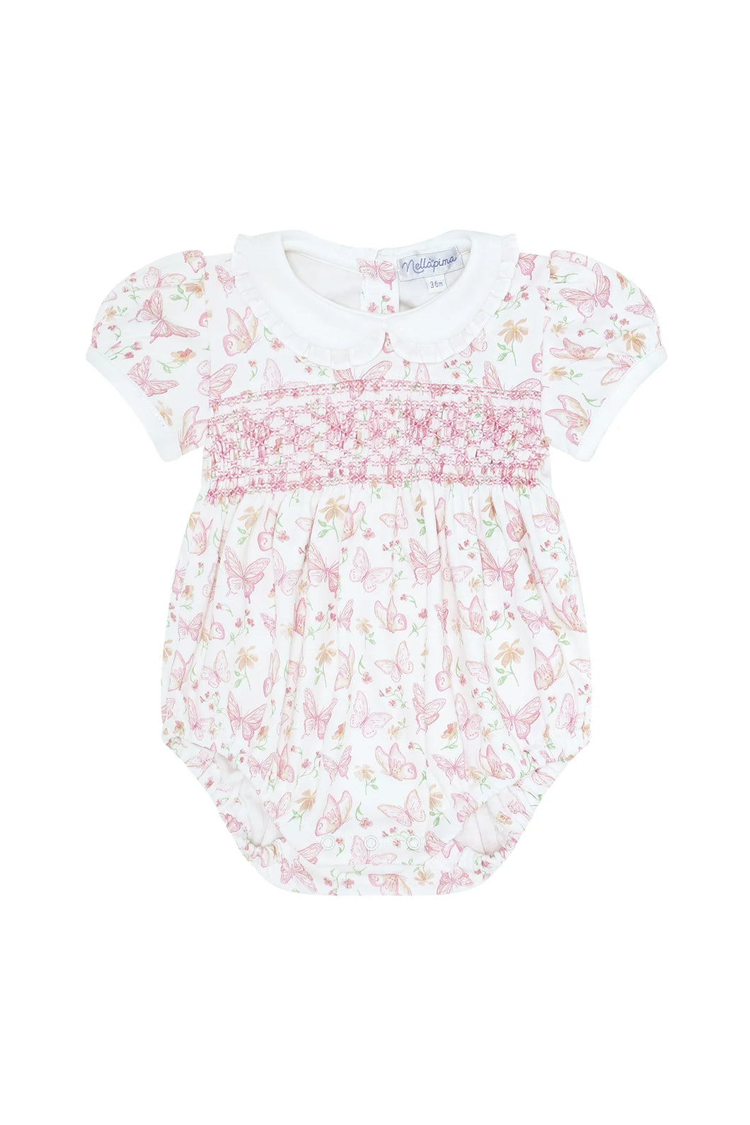 Butterflies Smocked Bubble- Pink