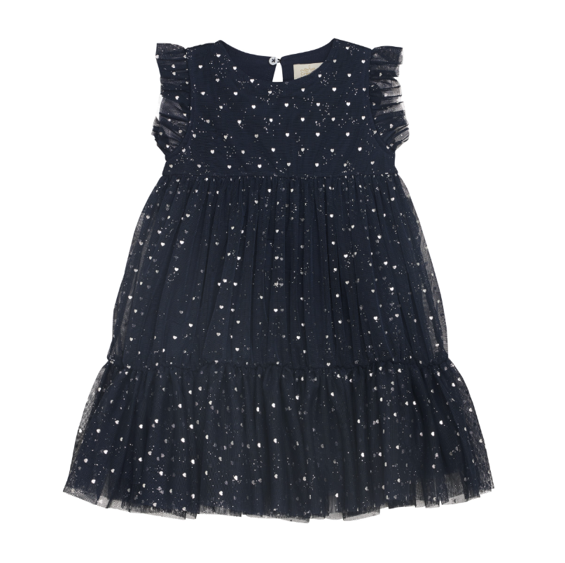 Black Iris Tiered Mesh Dress