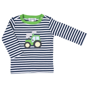 Green Tractor Applique Long Sleeve Shirt