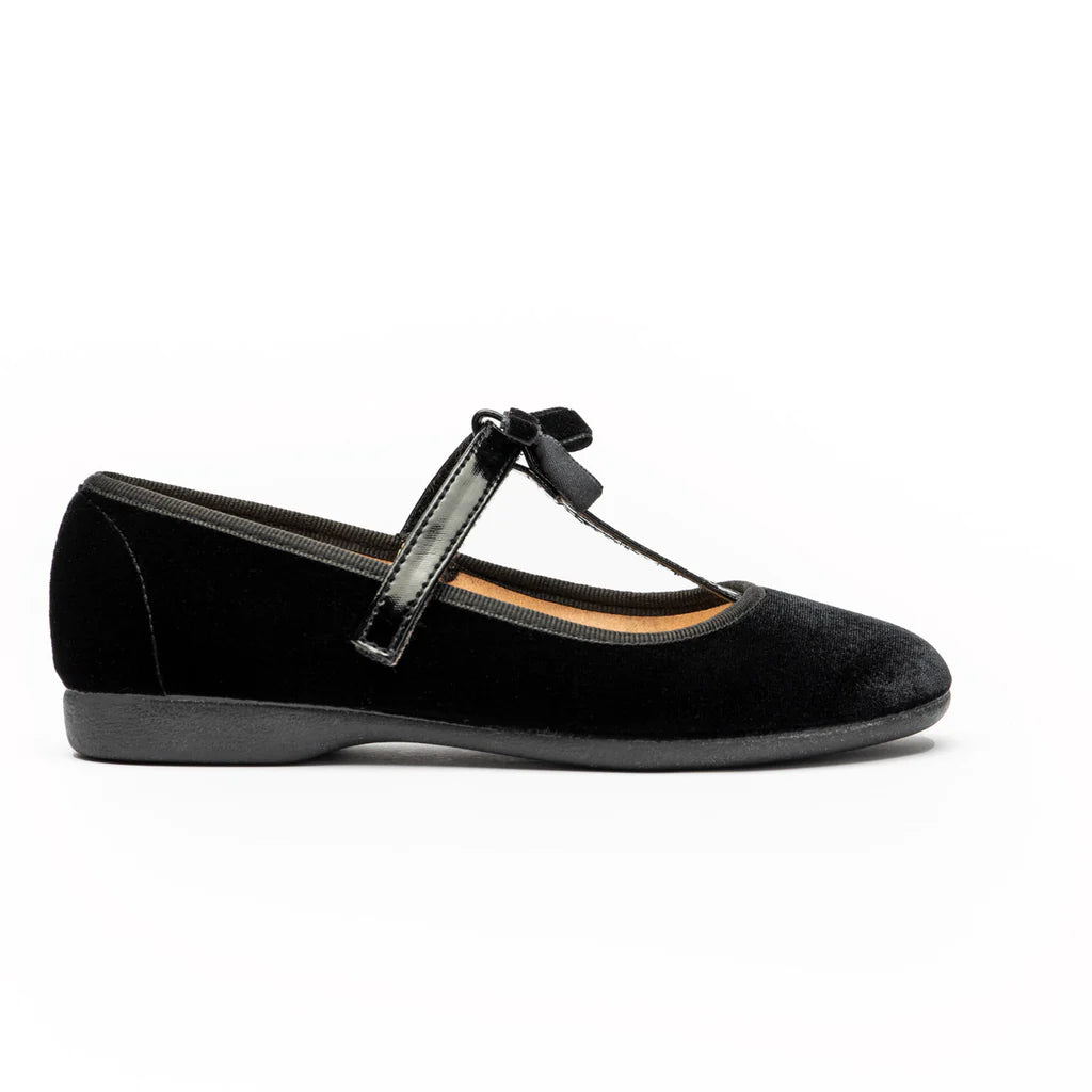 Velvet Party T-Straps - Black