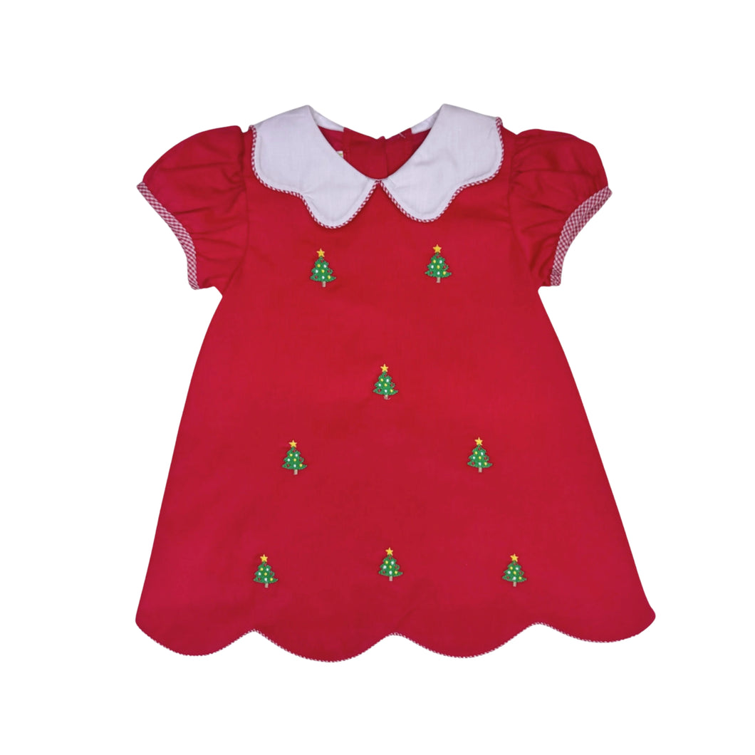 Christmas Tree Kendall Dress- Red Cord