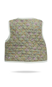 Dress Set w/ Vest & Bag- Sage Floral/Off-White