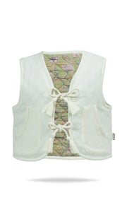 Dress Set w/ Vest & Bag- Sage Floral/Off-White