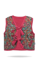 Load image into Gallery viewer, Dress Set w/ Rev Vest &amp; Bag- Sage Floral/Red
