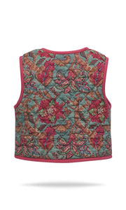 Dress Set w/ Rev Vest & Bag- Sage Floral/Red