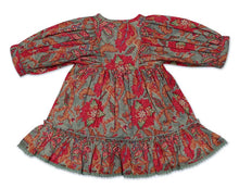 Load image into Gallery viewer, Dress Set w/ Rev Vest &amp; Bag- Sage Floral/Red
