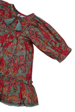 Load image into Gallery viewer, Dress Set w/ Rev Vest &amp; Bag- Sage Floral/Red
