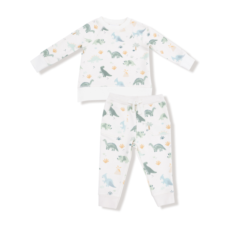 Soft Dinos Sweatshirt & Jogger Set- Green